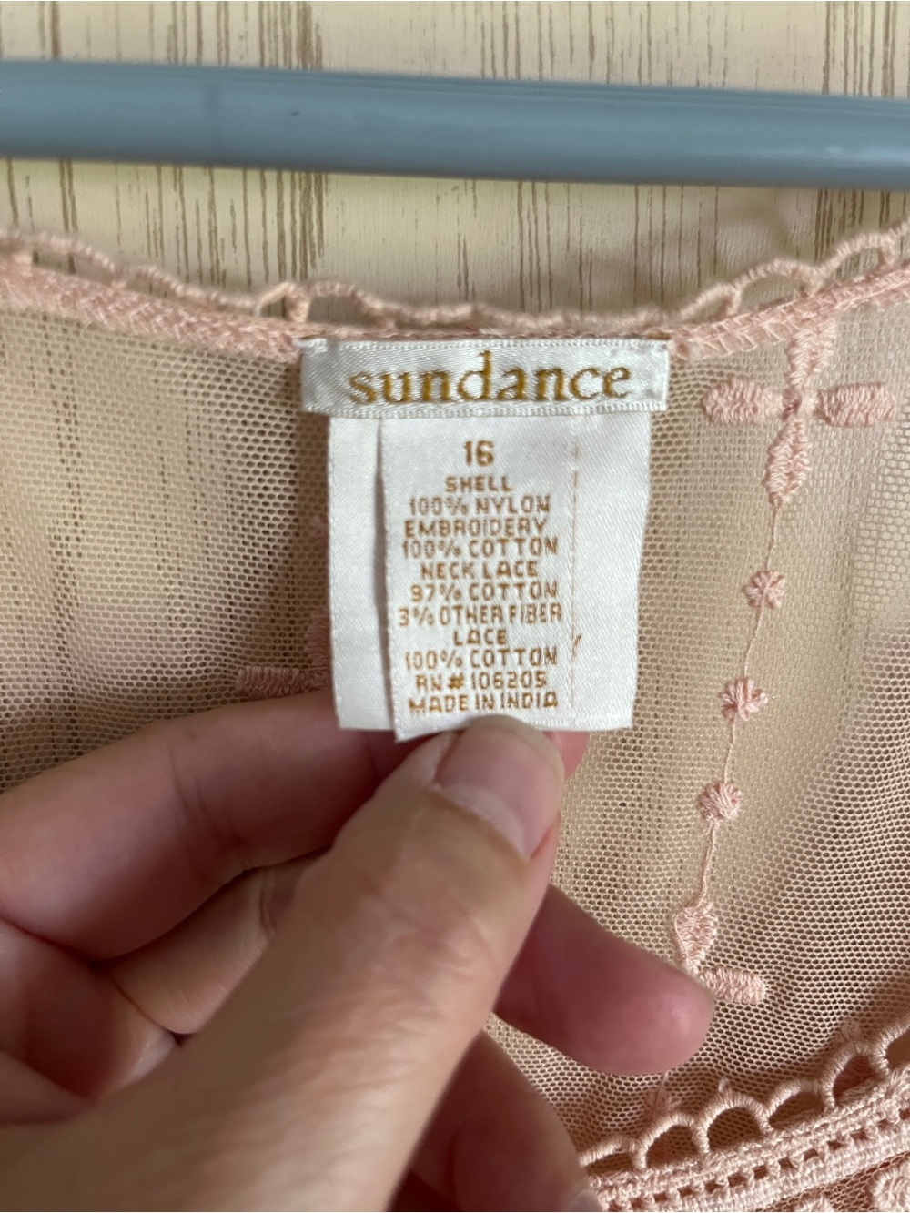 Sundance Love Always Peach Lace Romantic Embroidered Midi Dress Sz 16 No Liner - Picture 5 of 9